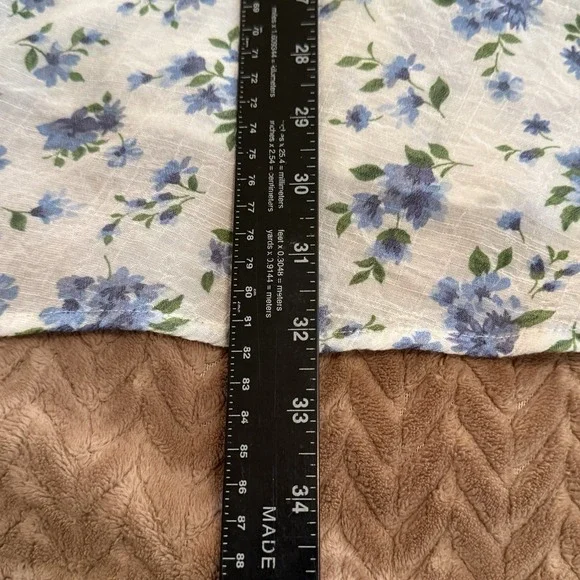 Indigo Rose Womens XL Floral Dress Lined Midi White Blue Cottagecore Fairycore - Picture 7 of 10